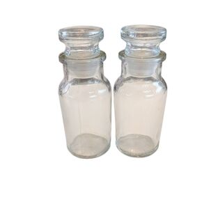 Vintage Small Clear Glass Bottles – Set of 2 | Apothecary | Curio | Decor